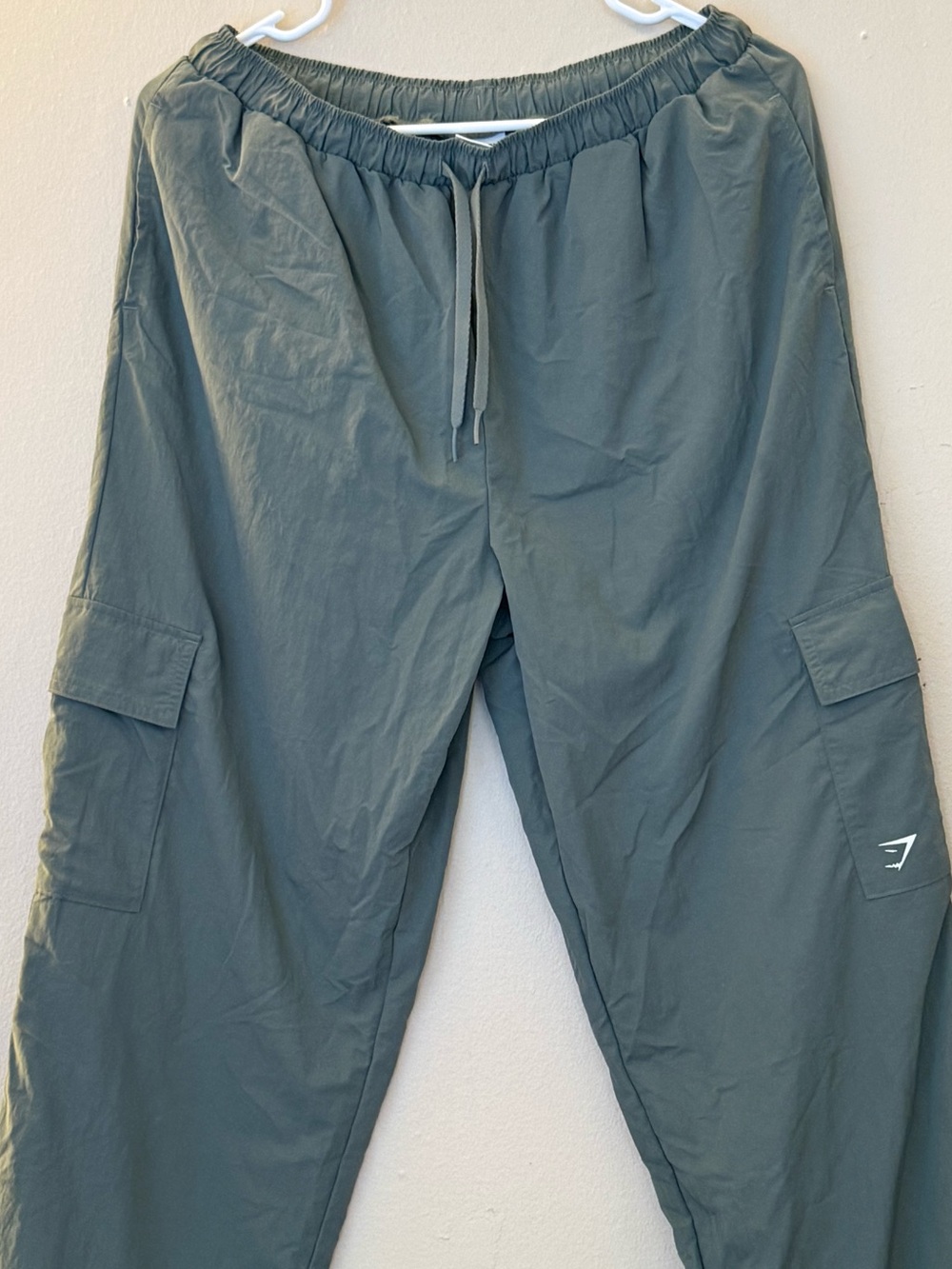 Gymshark Men’s Olive Cargo Pants — Drawstring Waist